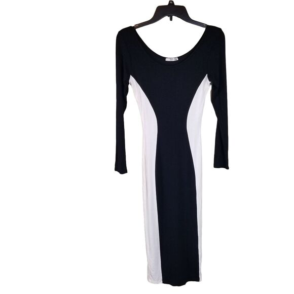 Women's SiSi Casual Dress Black and White Size Small USA 95% Rayon Stretch - Picture 1 of 9